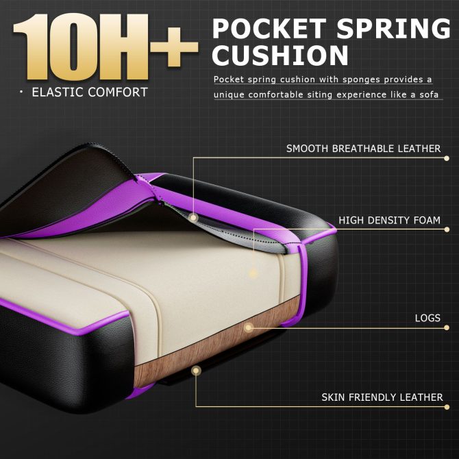 Video Game Chairs for Adults, PU Leather Gaming Chair with Footrest, 360°Swivel Adjustable Lumbar Pillow Gamer Chair, Comfortable Computer Chair for Heavy People - Image 12