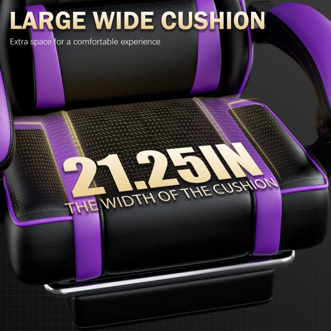 Video Game Chairs for Adults, PU Leather Gaming Chair with Footrest, 360°Swivel Adjustable Lumbar Pillow Gamer Chair, Comfortable Computer Chair for Heavy People - Image 13
