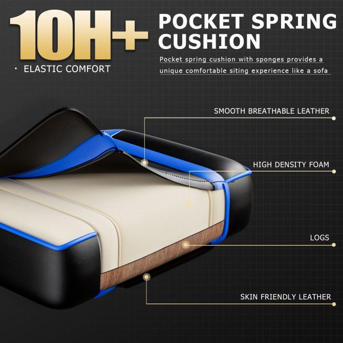 Video Game Chairs for Adults, PU Leather Gaming Chair with Footrest, 360°Swivel Adjustable Lumbar Pillow Gamer Chair, Comfortable Computer Chair for Heavy People - Image 33