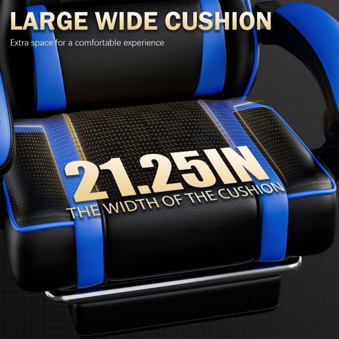 Video Game Chairs for Adults, PU Leather Gaming Chair with Footrest, 360°Swivel Adjustable Lumbar Pillow Gamer Chair, Comfortable Computer Chair for Heavy People - Image 34