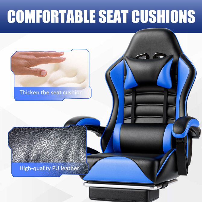 Ergonomic Gaming Chair for Adults, Comfortable Computer Chair for Heavy People, Adjustable Height Office Desk Chair with Wheels, Breathable Leather Video Game Chairs - Image 46