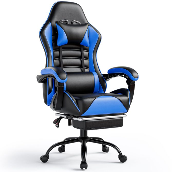 Ergonomic Gaming Chair for Adults, Comfortable Computer Chair for Heavy People, Adjustable Height Office Desk Chair with Wheels, Breathable Leather Video Game Chairs - Image 43