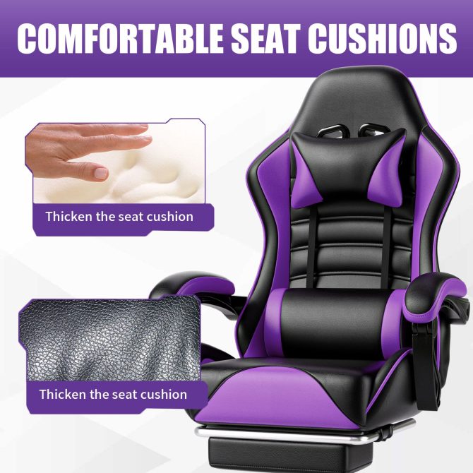 Ergonomic Gaming Chair for Adults, Comfortable Computer Chair for Heavy People, Adjustable Height Office Desk Chair with Wheels, Breathable Leather Video Game Chairs - Image 4