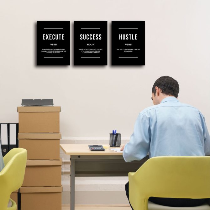 Motivational Wall Art Positive Quote Poster Canvas Painting Execute Success Hustle Inspirational Quotes Wall Art Office Wall Decor Pictures for Home Living Room Workplace,Ready to Hang - Image 3