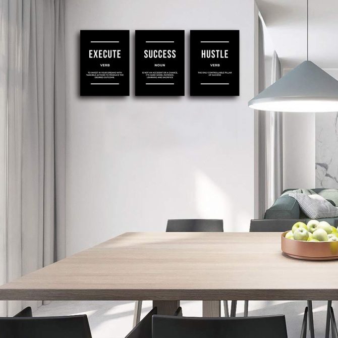 Motivational Wall Art Positive Quote Poster Canvas Painting Execute Success Hustle Inspirational Quotes Wall Art Office Wall Decor Pictures for Home Living Room Workplace,Ready to Hang - Image 4