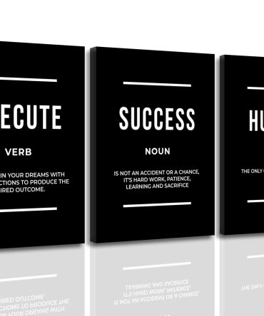 Motivational Wall Art Positive Quote Poster Canvas Painting Execute Success Hustle Inspirational Quotes Wall Art Office Wall Decor Pictures for Home Living Room Workplace,Ready to Hang