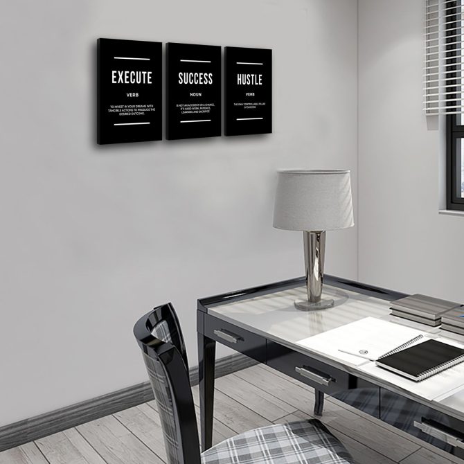 Motivational Wall Art Positive Quote Poster Canvas Painting Execute Success Hustle Inspirational Quotes Wall Art Office Wall Decor Pictures for Home Living Room Workplace,Ready to Hang - Image 5