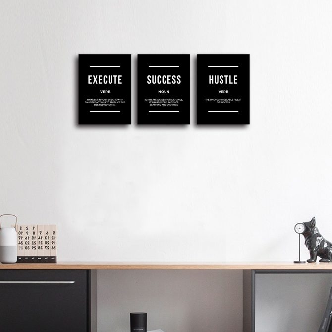 Motivational Wall Art Positive Quote Poster Canvas Painting Execute Success Hustle Inspirational Quotes Wall Art Office Wall Decor Pictures for Home Living Room Workplace,Ready to Hang - Image 6