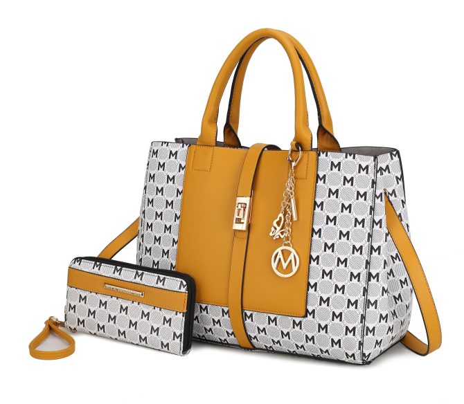 MKF Collection Yuliana Circular M emblem Print Satchel Bag with Wallet by Mia k - Image 73