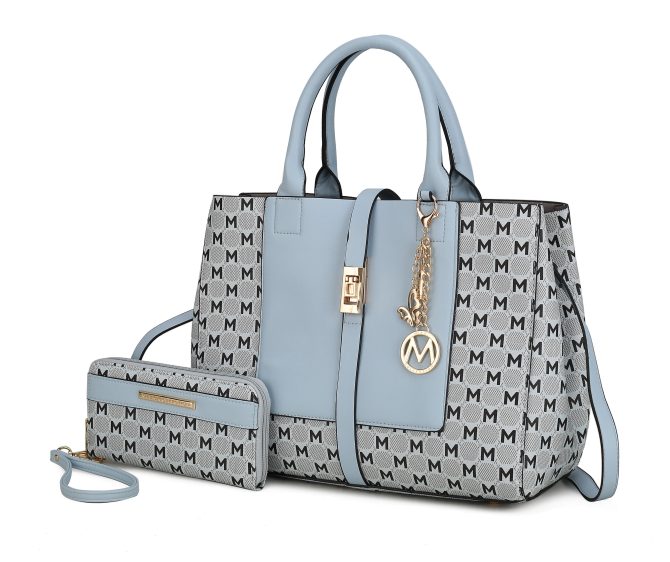 MKF Collection Yuliana Circular M emblem Print Satchel Bag with Wallet by Mia k - Image 17