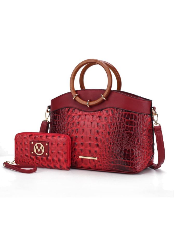 MKF Collection Phoebe Faux Crocodile Embossed Vegan Leather Women Tote with Wristlet Wallet Bag by Mia k - Image 19