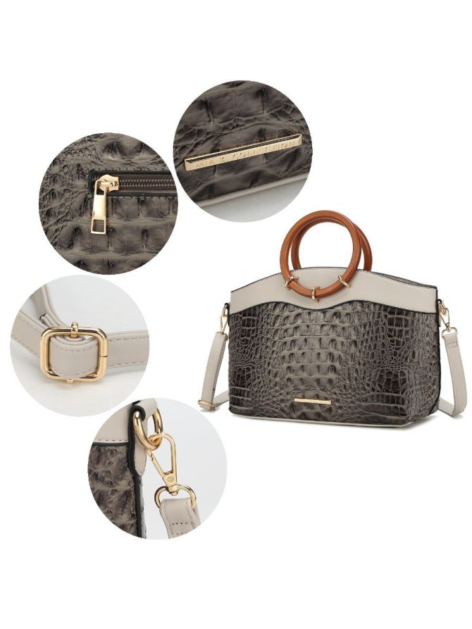 MKF Collection Phoebe Faux Crocodile Embossed Vegan Leather Women Tote with Wristlet Wallet Bag by Mia k - Image 50
