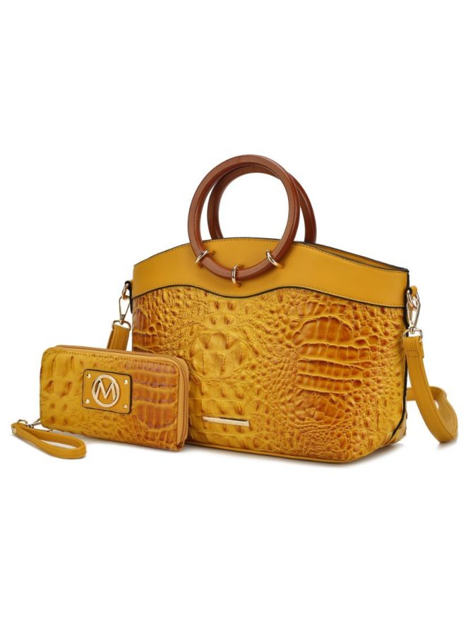 MKF Collection Phoebe Faux Crocodile Embossed Vegan Leather Women Tote with Wristlet Wallet Bag by Mia k - Image 29
