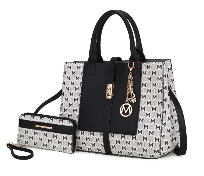 MKF Collection Yuliana Circular M emblem Print Satchel Bag with Wallet by Mia k - Image 41