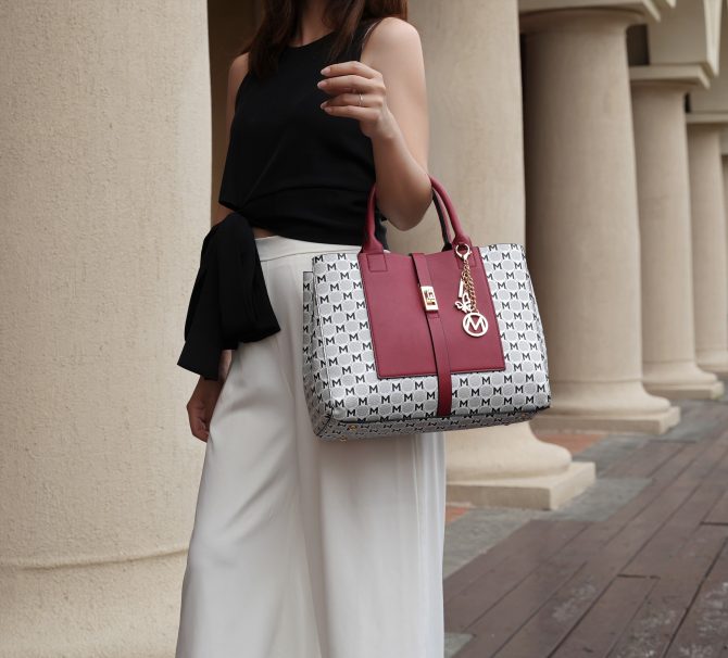 MKF Collection Yuliana Circular M emblem Print Satchel Bag with Wallet by Mia k - Image 43