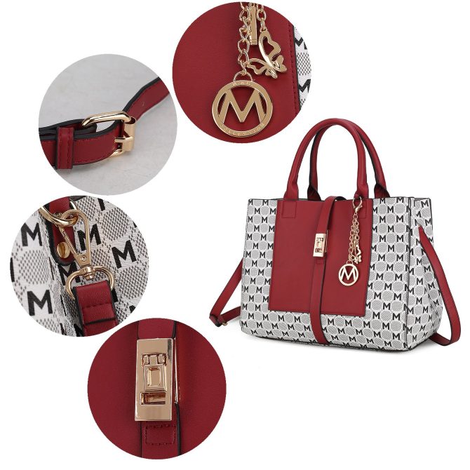 MKF Collection Yuliana Circular M emblem Print Satchel Bag with Wallet by Mia k - Image 45
