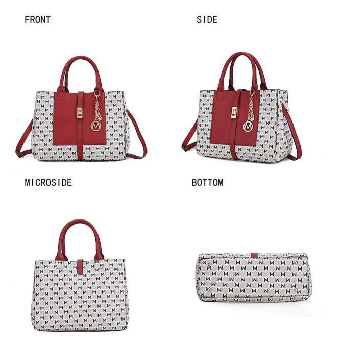 MKF Collection Yuliana Circular M emblem Print Satchel Bag with Wallet by Mia k - Image 46
