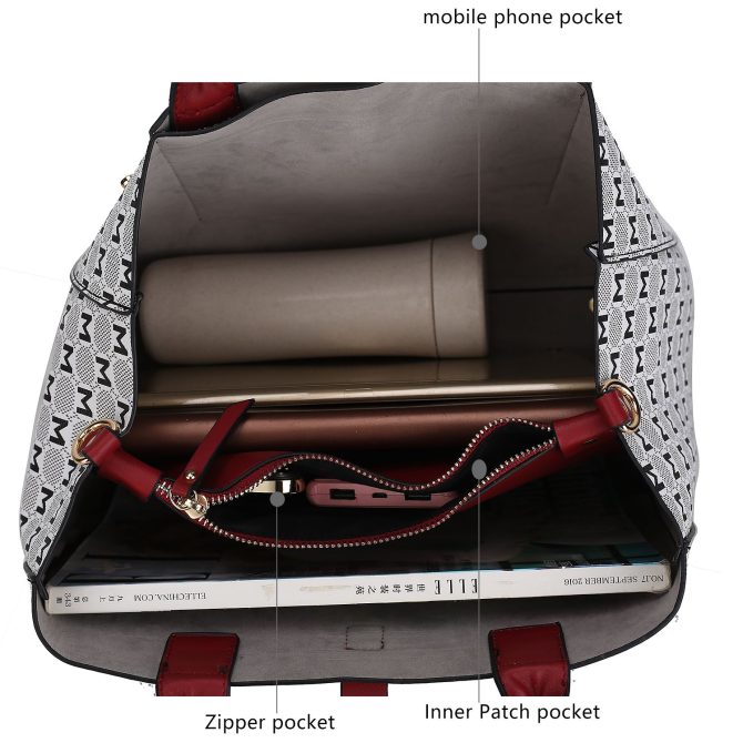 MKF Collection Yuliana Circular M emblem Print Satchel Bag with Wallet by Mia k - Image 47