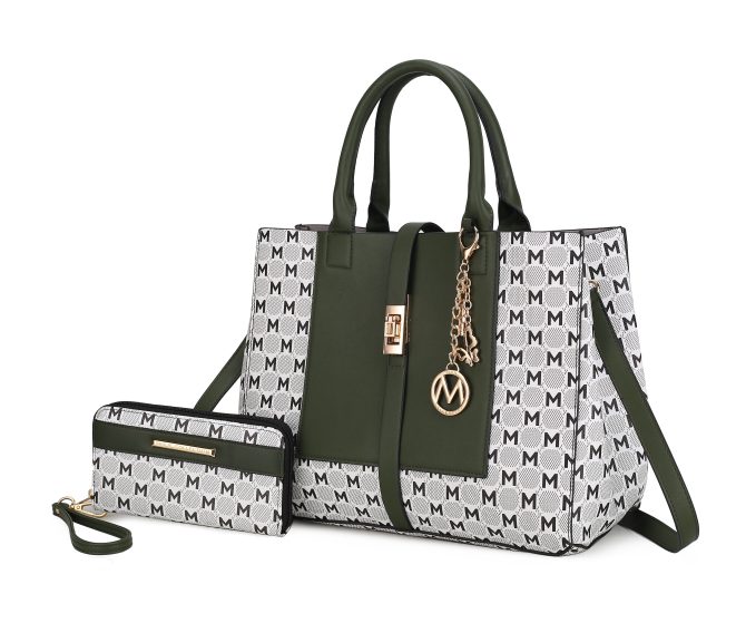 MKF Collection Yuliana Circular M emblem Print Satchel Bag with Wallet by Mia k - Image 25