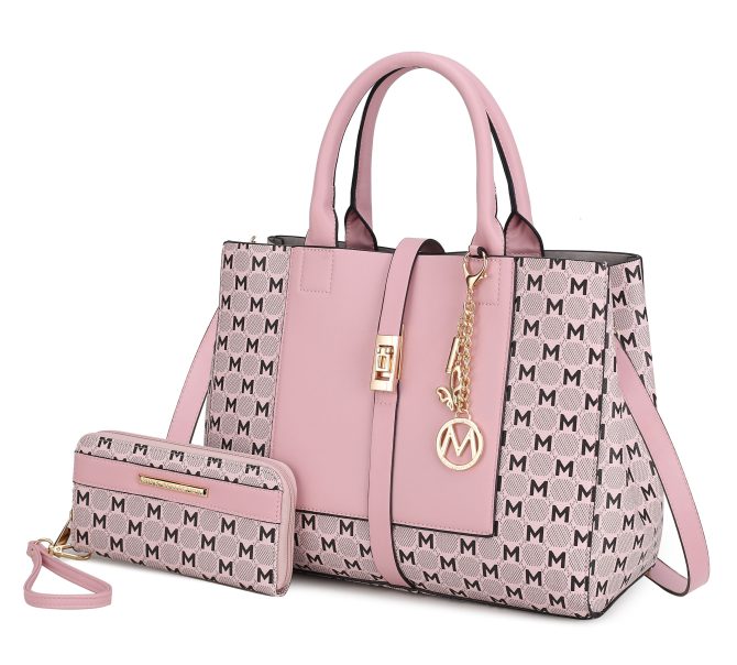 MKF Collection Yuliana Circular M emblem Print Satchel Bag with Wallet by Mia k - Image 33