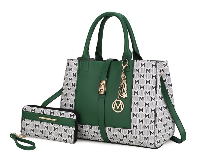 MKF Collection Yuliana Circular M emblem Print Satchel Bag with Wallet by Mia k - Image 65