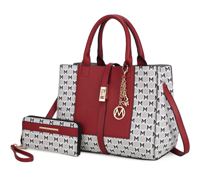 MKF Collection Yuliana Circular M emblem Print Satchel Bag with Wallet by Mia k - Image 57