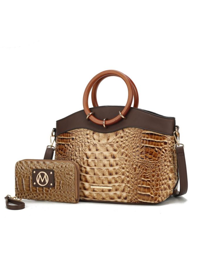 MKF Collection Phoebe Faux Crocodile Embossed Vegan Leather Women Tote with Wristlet Wallet Bag by Mia k - Image 38