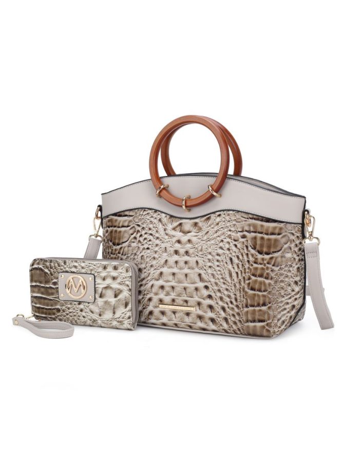 MKF Collection Phoebe Faux Crocodile Embossed Vegan Leather Women Tote with Wristlet Wallet Bag by Mia k - Image 56