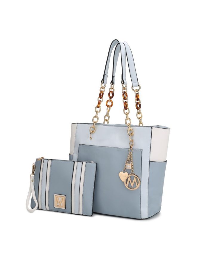 MKF Collection Rochelle Vegan Color Block Vegan Leather Women's Tote Bag with Wristlet by Mia k - Image 33