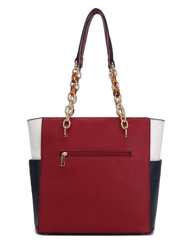 MKF Collection Rochelle Vegan Color Block Vegan Leather Women's Tote Bag with Wristlet by Mia k - Image 52