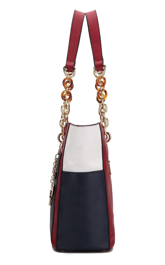 MKF Collection Rochelle Vegan Color Block Vegan Leather Women's Tote Bag with Wristlet by Mia k - Image 53