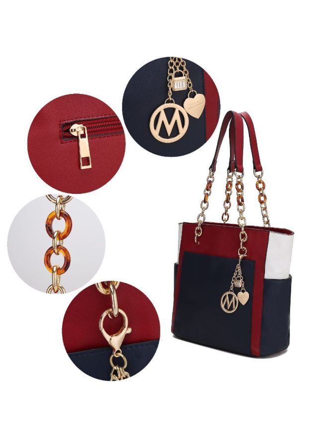 MKF Collection Rochelle Vegan Color Block Vegan Leather Women's Tote Bag with Wristlet by Mia k - Image 3