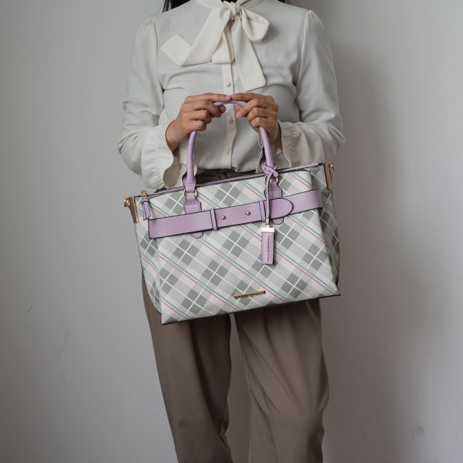 MKF Collection Coleen Vegan Leather Women Plaid Satchel Bag by Mia k - Image 2