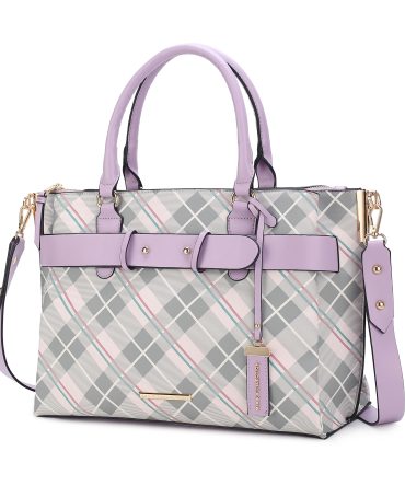 MKF Collection Coleen Vegan Leather Women Plaid Satchel Bag by Mia k