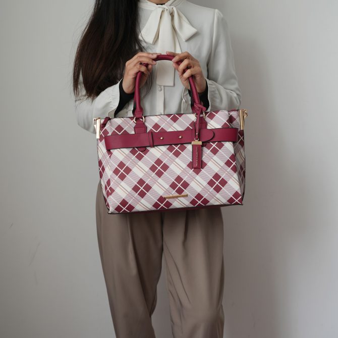 MKF Collection Coleen Vegan Leather Women Plaid Satchel Bag by Mia k - Image 37