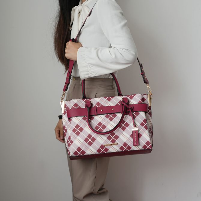 MKF Collection Coleen Vegan Leather Women Plaid Satchel Bag by Mia k - Image 38