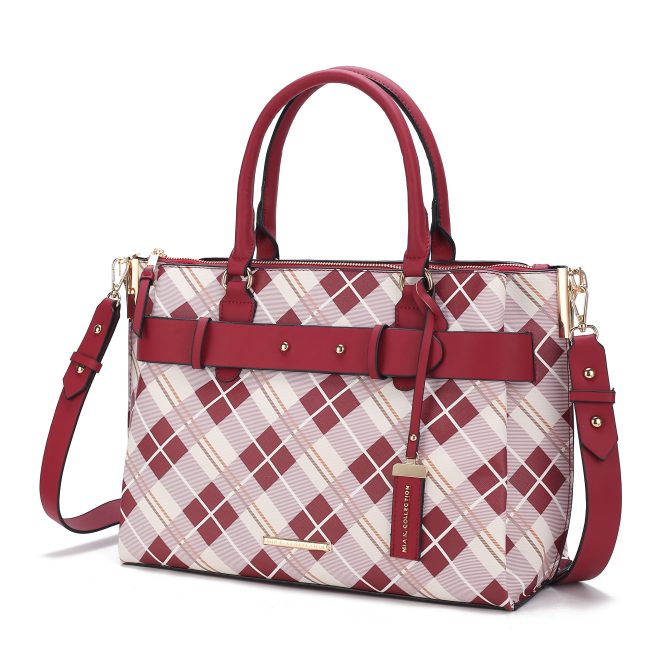 MKF Collection Coleen Vegan Leather Women Plaid Satchel Bag by Mia k - Image 36