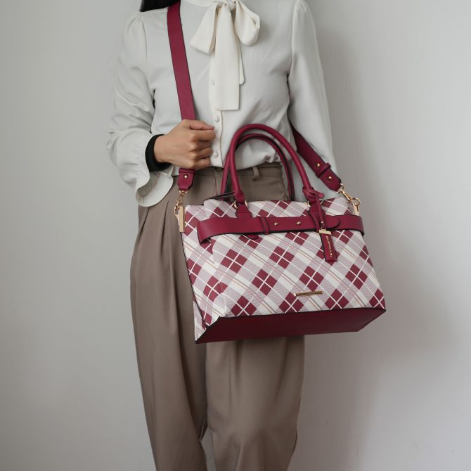 MKF Collection Coleen Vegan Leather Women Plaid Satchel Bag by Mia k - Image 11
