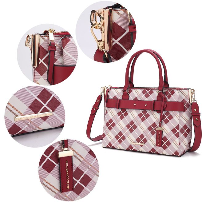 MKF Collection Coleen Vegan Leather Women Plaid Satchel Bag by Mia k - Image 12