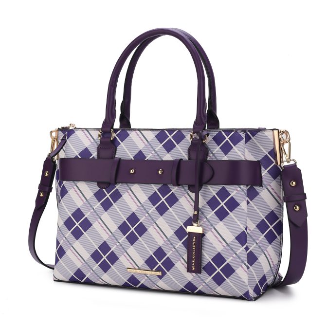 MKF Collection Coleen Vegan Leather Women Plaid Satchel Bag by Mia k - Image 8