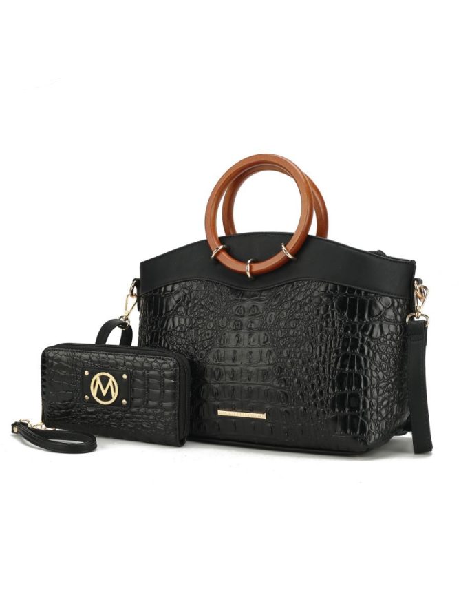 MKF Collection Phoebe Faux Crocodile Embossed Vegan Leather Women Tote with Wristlet Wallet Bag by Mia k - Image 10