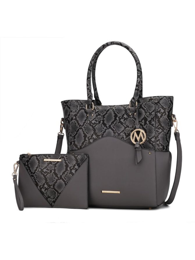 MKF Collection Iris Snake Embossed Vegan Leather Women Tote Bag with matching Wristlet Pouch by Mia k - Image 33