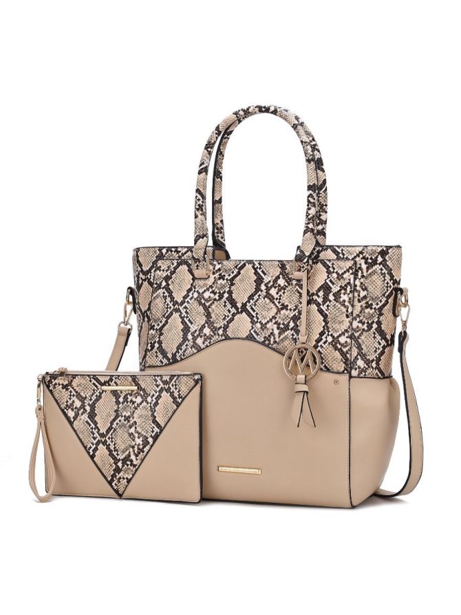 MKF Collection Iris Snake Embossed Vegan Leather Women Tote Bag with matching Wristlet Pouch by Mia k - Image 49