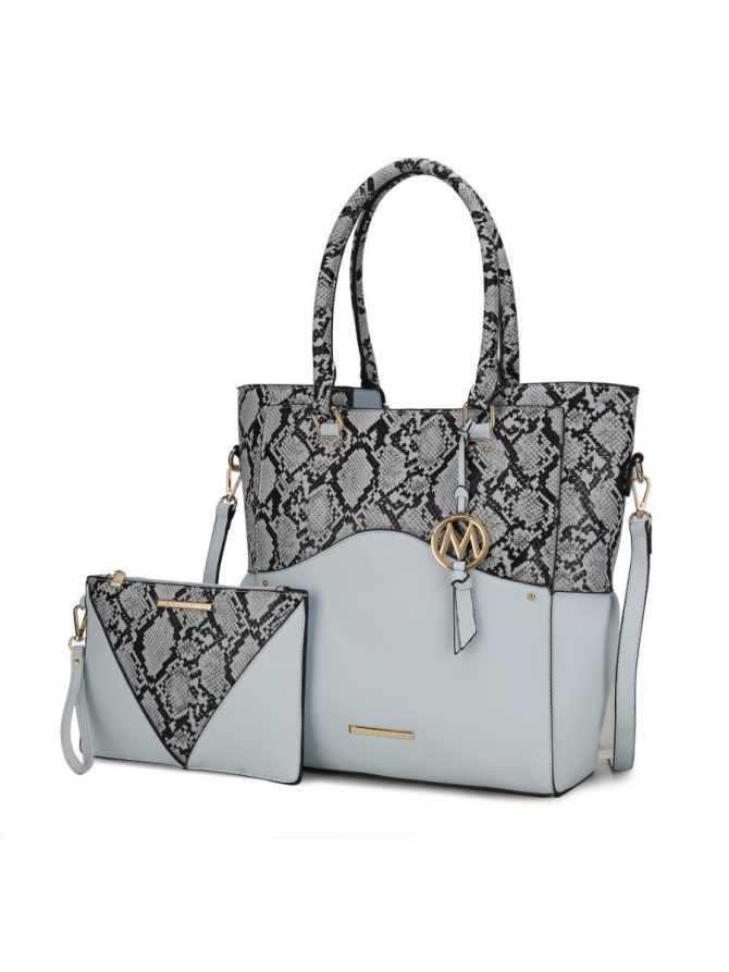 MKF Collection Iris Snake Embossed Vegan Leather Women Tote Bag with matching Wristlet Pouch by Mia k - Image 57