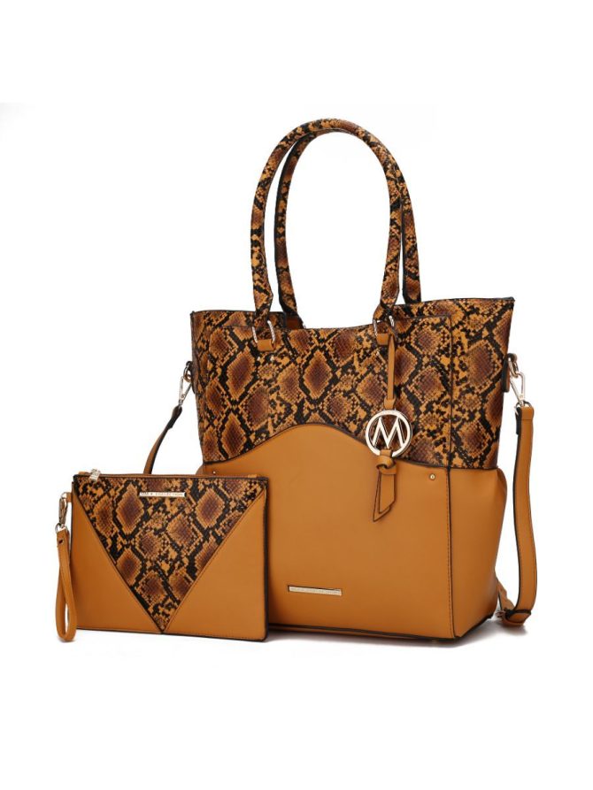 MKF Collection Iris Snake Embossed Vegan Leather Women Tote Bag with matching Wristlet Pouch by Mia k - Image 41