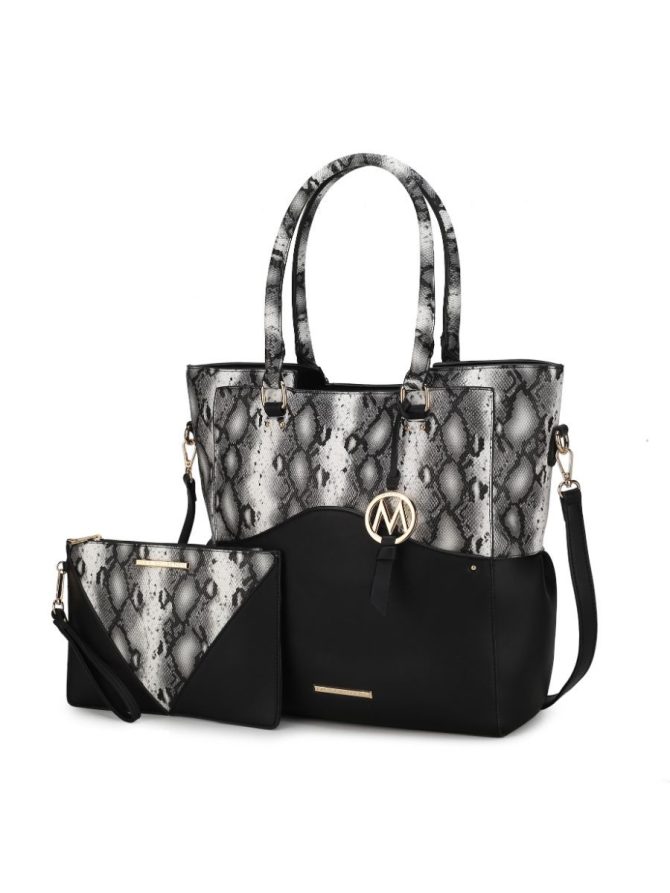 MKF Collection Iris Snake Embossed Vegan Leather Women Tote Bag with matching Wristlet Pouch by Mia k - Image 89