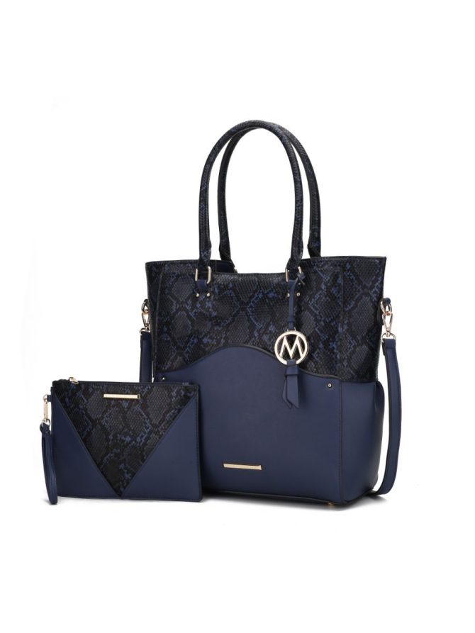 MKF Collection Iris Snake Embossed Vegan Leather Women Tote Bag with matching Wristlet Pouch by Mia k - Image 97