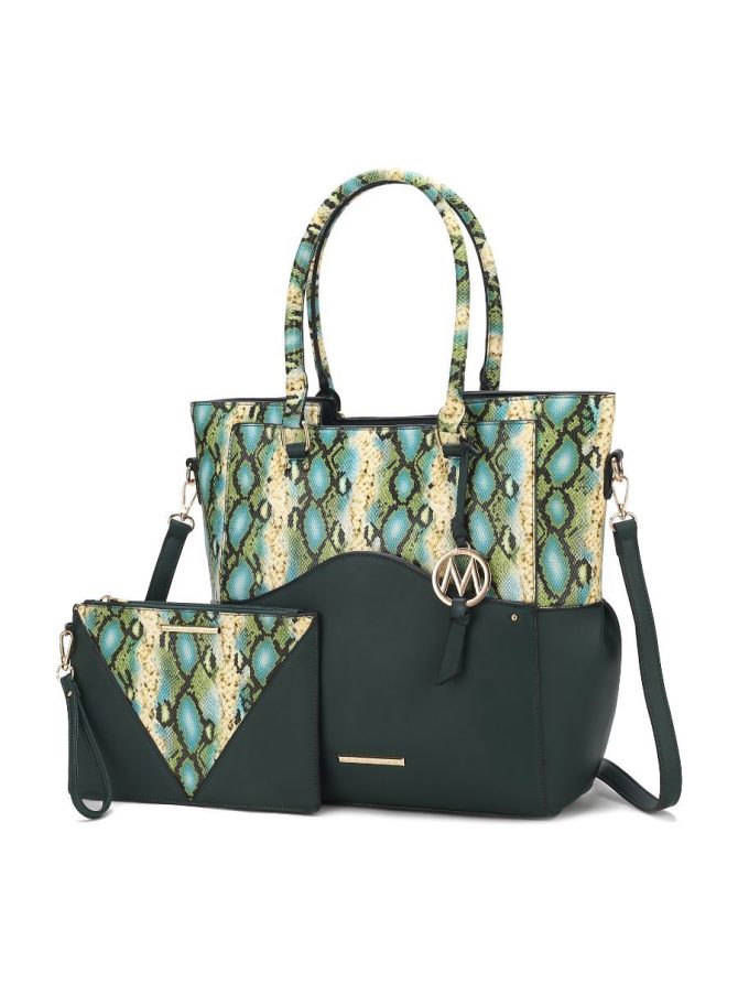 MKF Collection Iris Snake Embossed Vegan Leather Women Tote Bag with matching Wristlet Pouch by Mia k - Image 9