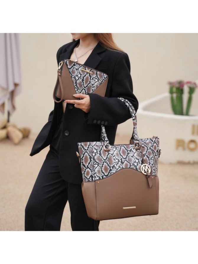 MKF Collection Iris Snake Embossed Vegan Leather Women Tote Bag with matching Wristlet Pouch by Mia k - Image 66
