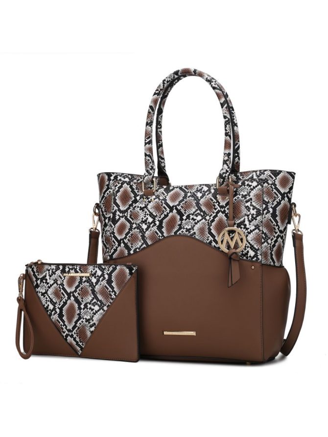 MKF Collection Iris Snake Embossed Vegan Leather Women Tote Bag with matching Wristlet Pouch by Mia k - Image 65